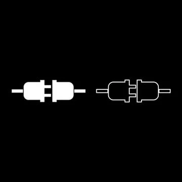 Socket and plug icon set white color illustration flat style simple image イラスト素材