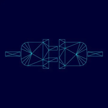Socket and plug low poly triangulation triangulated polygonal electric cyan.. イラスト素材