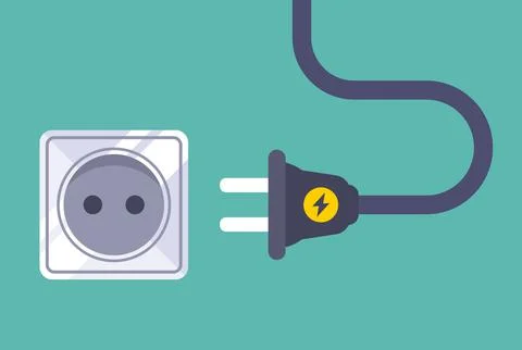 Socket and plug. plug the appliance into a socket. device connection. Stock Illustration