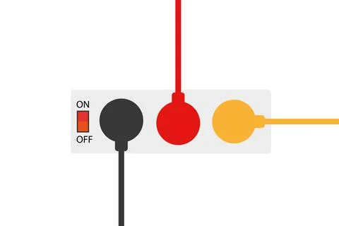 Socket and plugs inserted into the electrical socket set. Stock Illustration