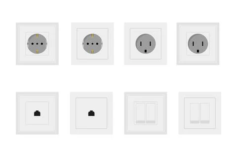 Socket and switch electrical outlet for electrical outlets and electricity il Stock Illustration