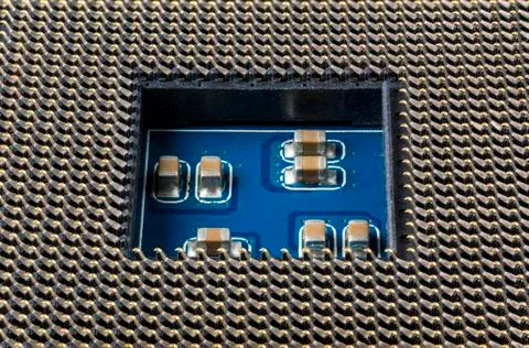 Socket on the computer motherboard designed to install the processor Foto stock