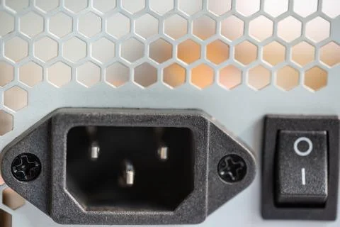 Socket for connecting a personal computer power supply from a power outlet Stock Photos