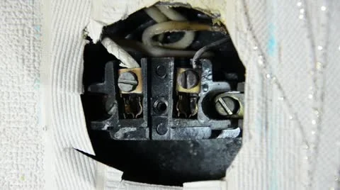 Socket in a dangerous condition, Plug in Electricity Outlet Video stock 12303769