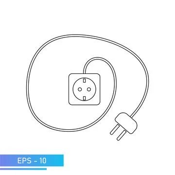Socket for electrical appliances with cable. Extension cord of the electrical Stock Illustration