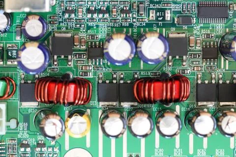 Socket electronics components on PC computer mainboard. Stock Photos