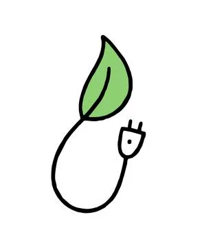 Socket grows from leaves. Co2 concept of climate change. Recycling. Vector do Stock Illustration