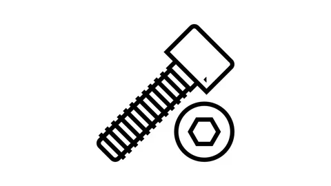 Socket head screw line icon animation Vídeo Stock 165283985