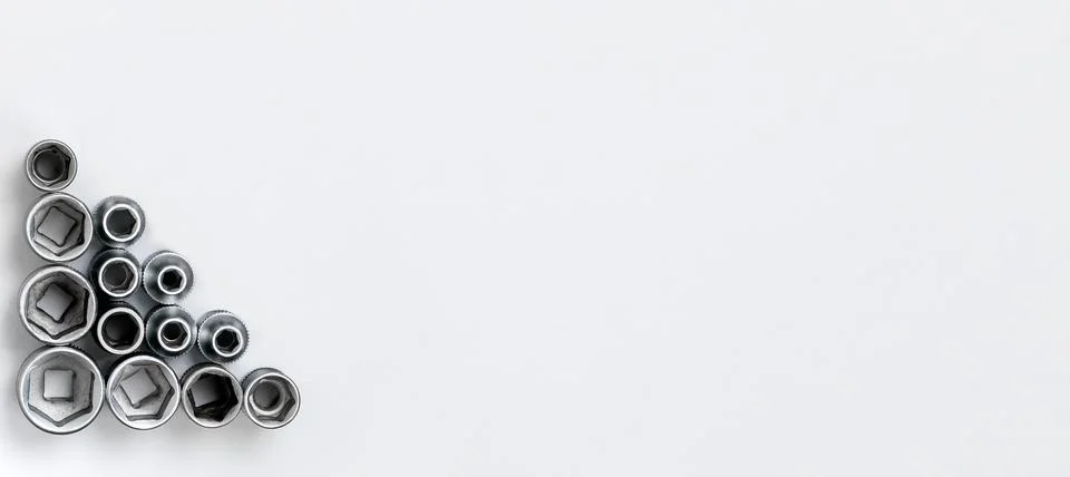 Socket heads, socket wrench, screwdriver close-up Stock Photos