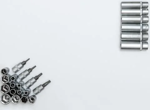 Socket heads, socket wrench, screwdriver close-up 写真素材