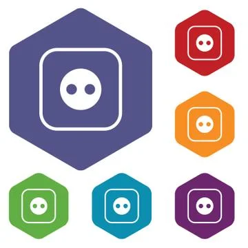 Socket hexagon icon set Stock Illustration