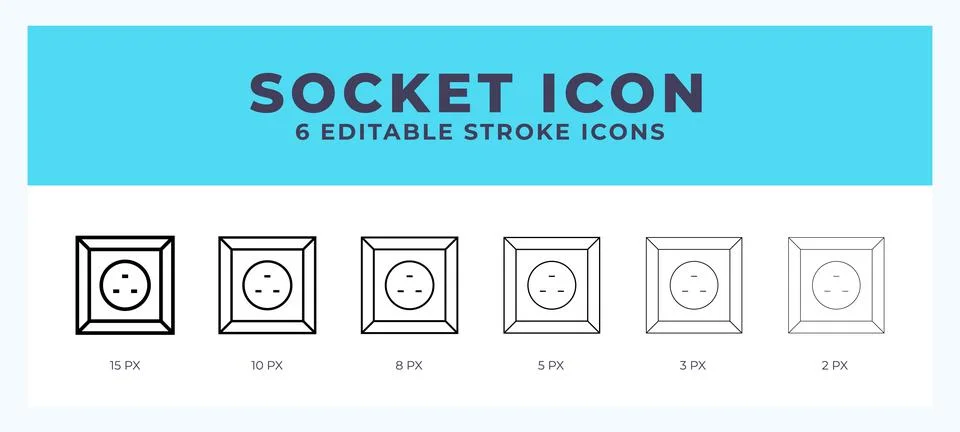 Socket icon. Editable stroke line icon vector illustration. Stock Illustration