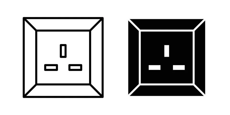 Socket icon logo. Outline style icons with flat versions Stock Illustration