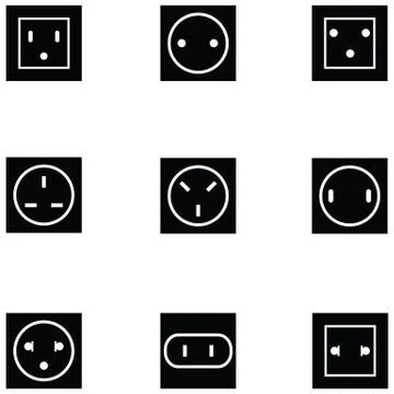 Socket icon set Stock Illustration