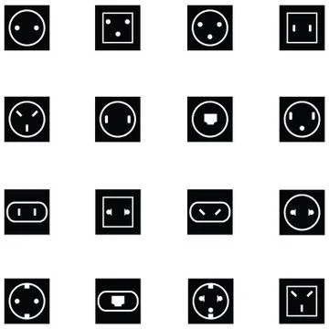 Socket icon set Stock Illustration