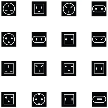 Socket icon set Stock Illustration