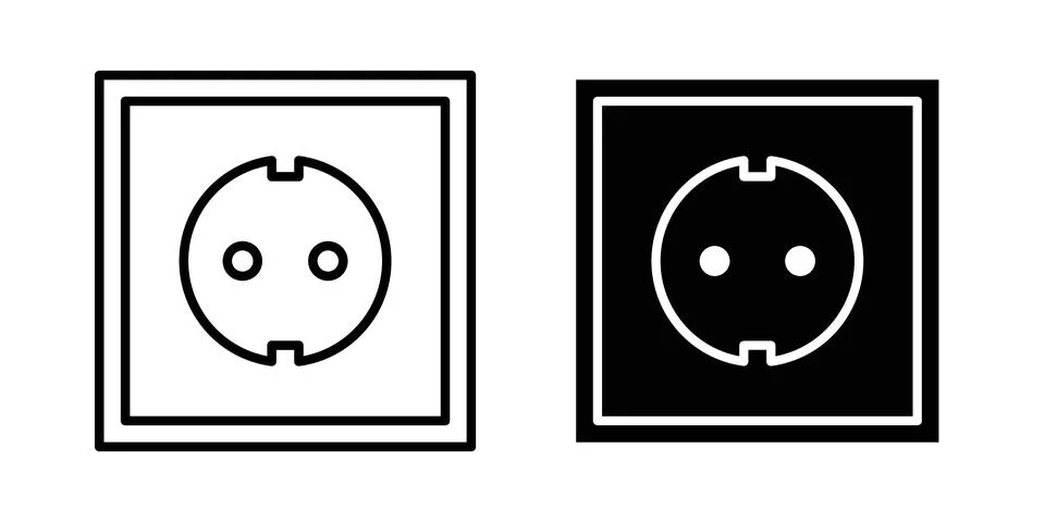 Socket icon thin line and clipart style vector set Ilustración de archivo