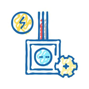 Socket installation icon doodle illustration Stock Illustration