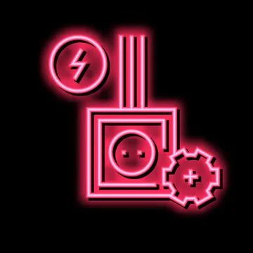 Socket installation neon glow icon illustration Stock Illustration