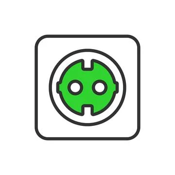 Socket, in line design, green. Socket, Outlet, Plug, Electrical, Power, Wall Illustrazione stock