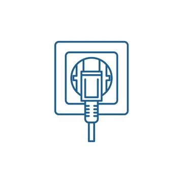 Socket line icon concept. Socket flat vector symbol, sign, outline illustration Illustrazione stock