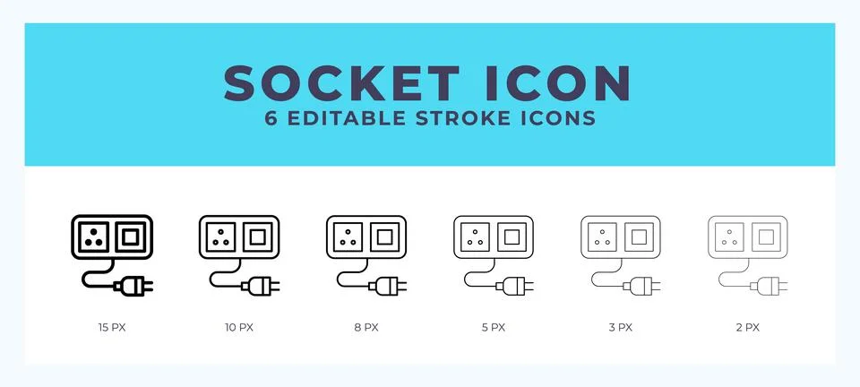 Socket lineal icon symbol vector. Black outline for web. App. Presentation .. Stock Illustration