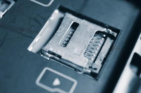 Socket for memory card micro-SD. Stock Photos