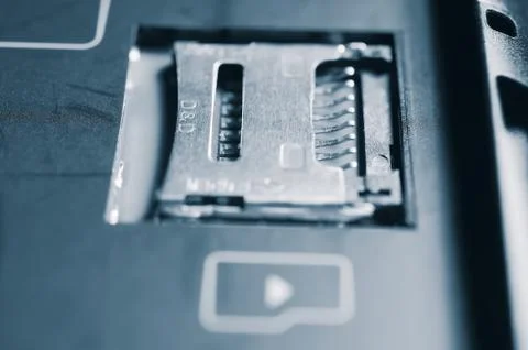 Socket for memory card micro-SD. Stock Photos