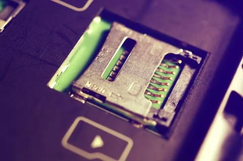 Socket for memory card micro-SD. Stock Photos