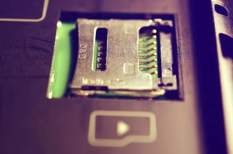 Socket for memory card micro-SD. Stock Photos