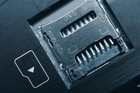 Socket for memory card micro-SD. Stock Photos