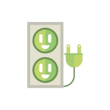 Socket outlet plug green energy icon Illustrazione stock