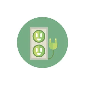Socket outlet plug green energy block icon イラスト素材