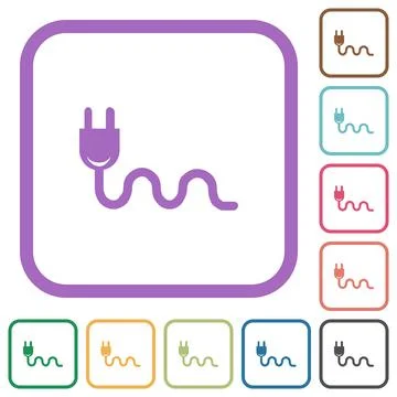 Socket plug and cable solid simple icons 스톡 일러스트