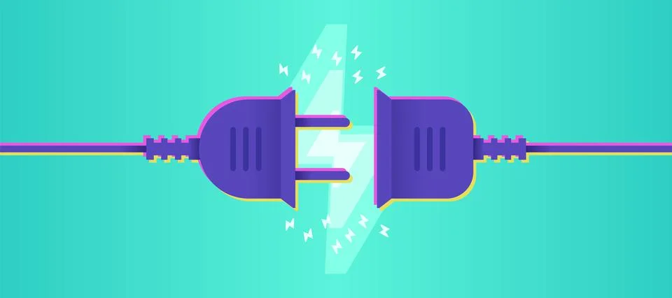 Socket plug design. 404 connection error, vector Illustrazione stock