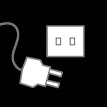 Socket with plug flat illustration Illustrazione stock