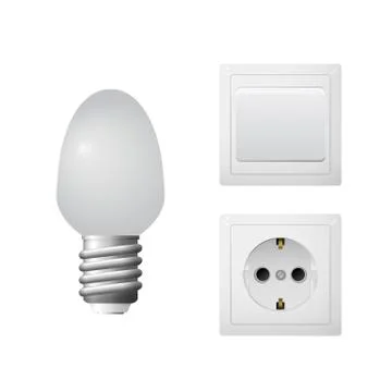 Socket with plug, led light bulb. Illustrazione stock