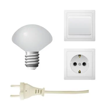 Socket with plug, LED lightbulb. Stock Illustration