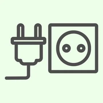 Socket with plug line icon. Unplugged cable from Jack socket outline style 스톡 일러스트