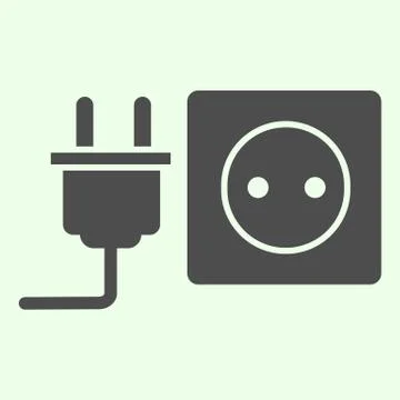Socket with plug solid icon. Unplugged cable from Jack socket glyph style Illustrazione stock