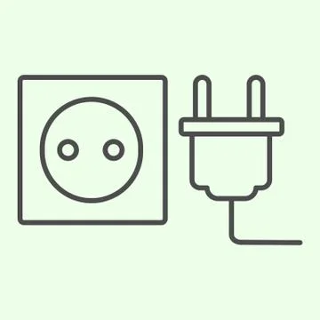 Socket with plug thin line icon. Unplugged cable from Jack socket outline style Stock Illustration