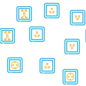 Socket Power Electrical Accessory Icons Set Vector イラスト素材