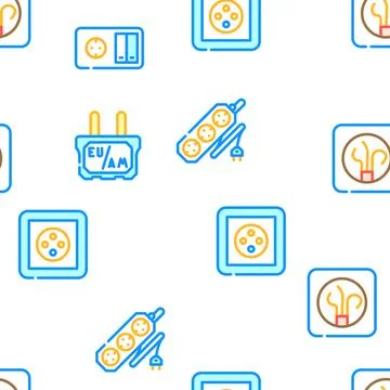 Socket Power Electrical Accessory Icons Set Vector Stock Illustration