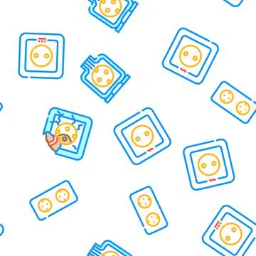 Socket Power Electrical Accessory Icons Set Vector Stock Illustration