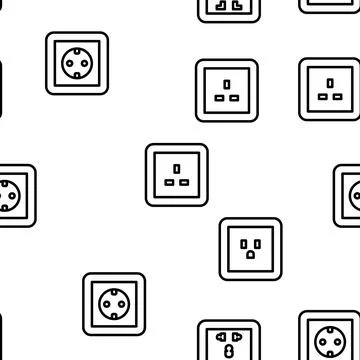 Socket Power Electrical Accessory Vector Seamless Pattern Stock Illustration