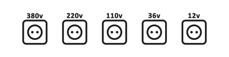 Socket power icon. Electric plug symbol. 110v, 220v, 380v voltage danger si.. Stock Illustration