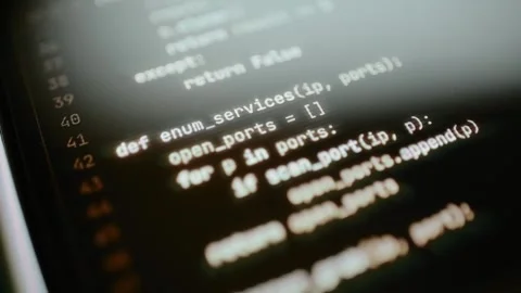 Socket scanner code checks hosts ports and banners Video stock 347052474