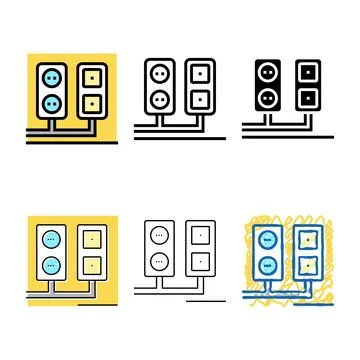 Socket series and antenna output installation color icon vector Stock Illustration