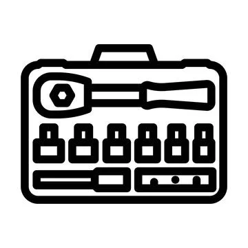 Socket set car repair tool line icon vector illustration Stock Illustration
