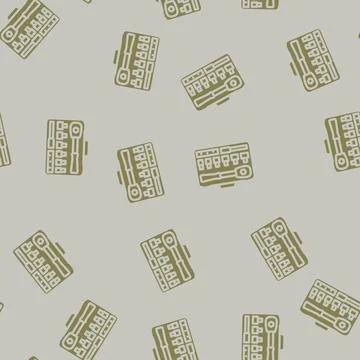 Socket set car repair tool glyph vector seamless pattern Stock Illustration